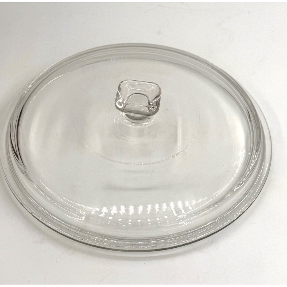 Glass Casserole Lid Anchor Hocking Fire King 8"‎ Clear Glass Square Knob #14 VTG